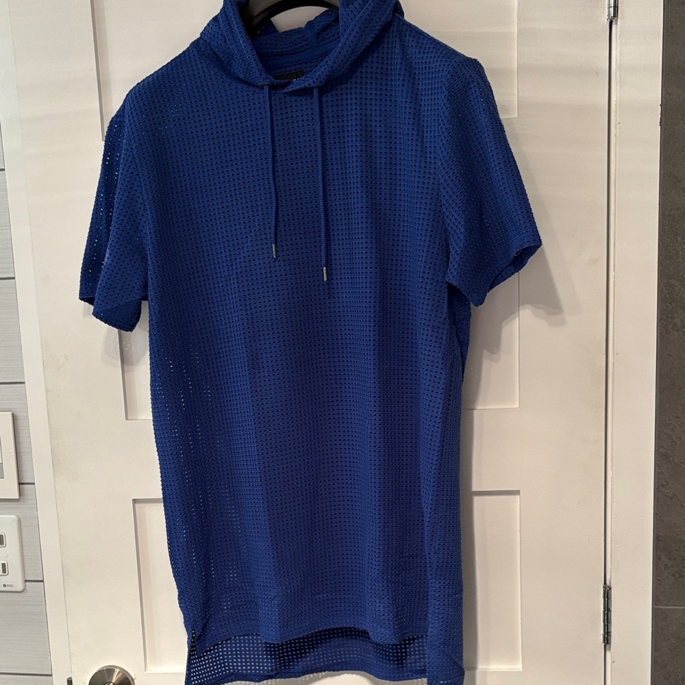 Guess Blue Mesh Short Sleeve Hoodie